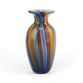 Murano Style Art Glass - 11" Rainbow Urn Vase